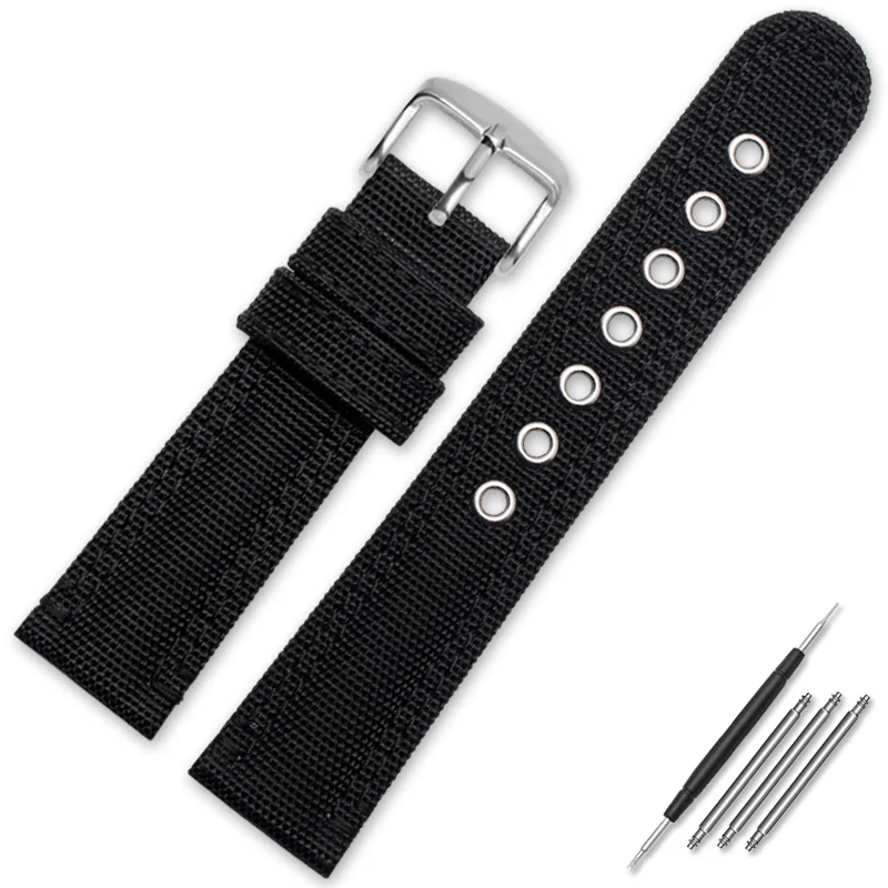 thumbnail image 1 of Correa de reloj de lona duradera y acolchada de cuero para Citizen Seiko SKX007 SKX009 I-WC, cómoda, de 20 y 22 mm, 1 of 5