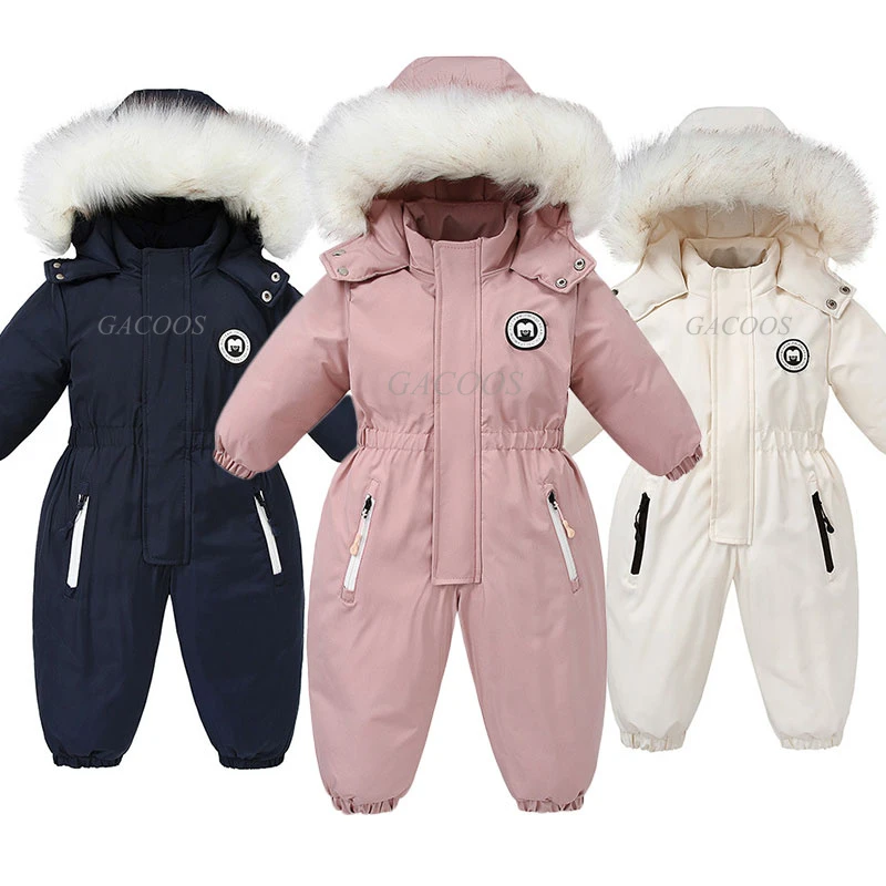 2022 Baby Winter Overalls For Newborns Children Snow Wear Thick