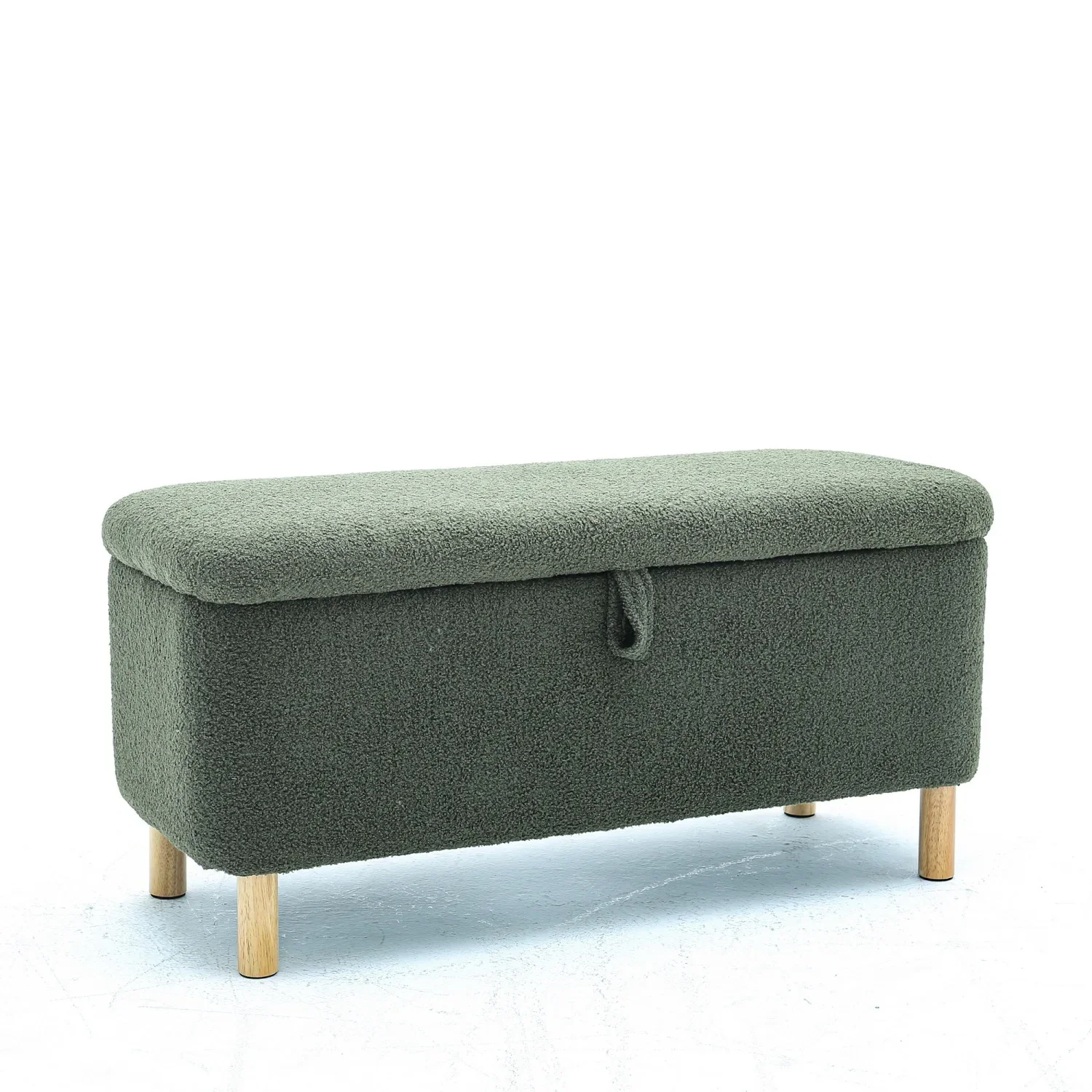 

Green Basics Upholstered Storage Ottoman and Entryway Bench with Convenient Storage Space for Your Home Decor Needs and Comforta