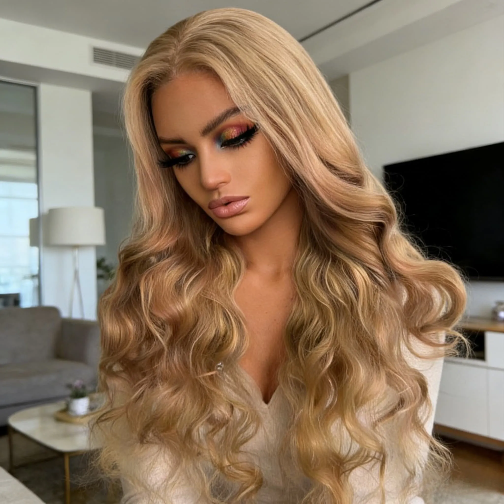 200 Density Honey Blonde Lace Front Wig Human Hair Body Wave Human Hair Wig 13x4 HD Lace Front Wig Lace Front Wig 1