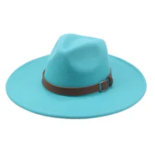  Women Hats Big Brim 9.5cm Belt Classic Fedora Hats Felted Wide Brim Khaki White Grey Dress Women Winter Hats Sombreros De Mujer 