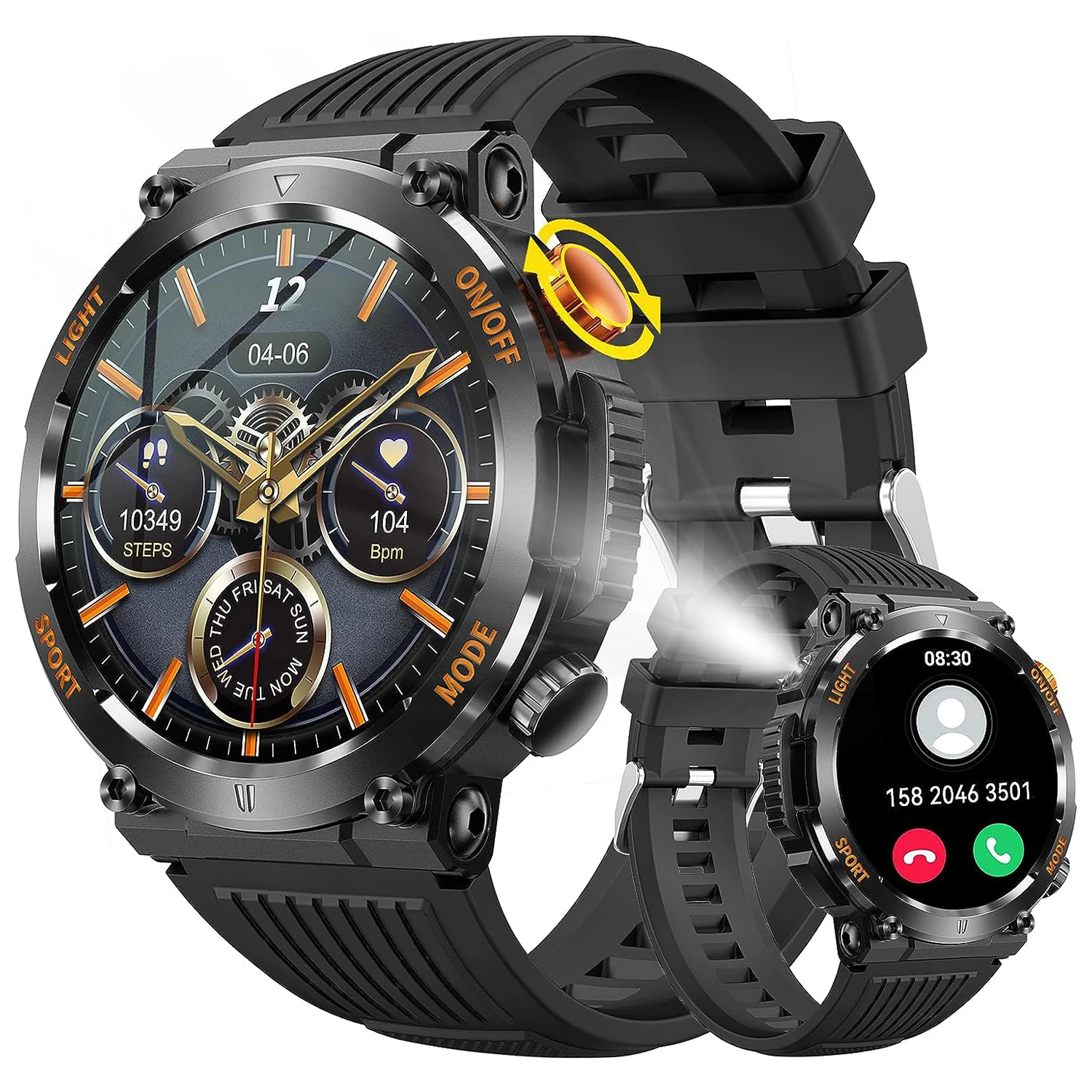 HT17MilitarySmartWatchforMenwithLEDFlashlight146HDScreen
