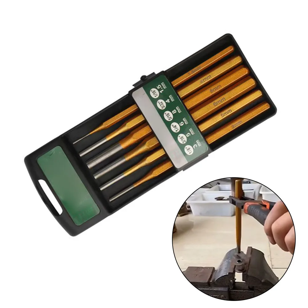 Wood carving chisels woodworking drill bits carving chisels automatic punch tool punch tool stone splitter tools 6pcs chisel set cylinder punch woodworking drill chisel punching metal stone demolition carving scaling crushing tools parts