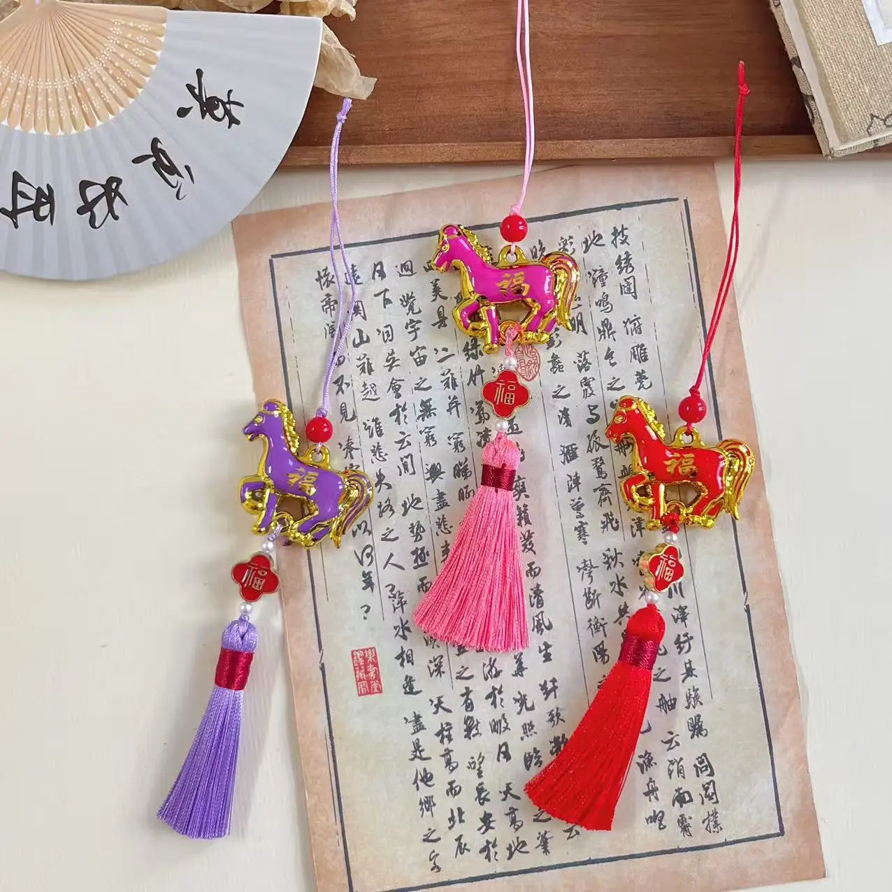 2026 Year Of The Horse Wall Hanging Ornament Green Plant Potted Lucky New Year Decoration Home Car Pendant Accessories