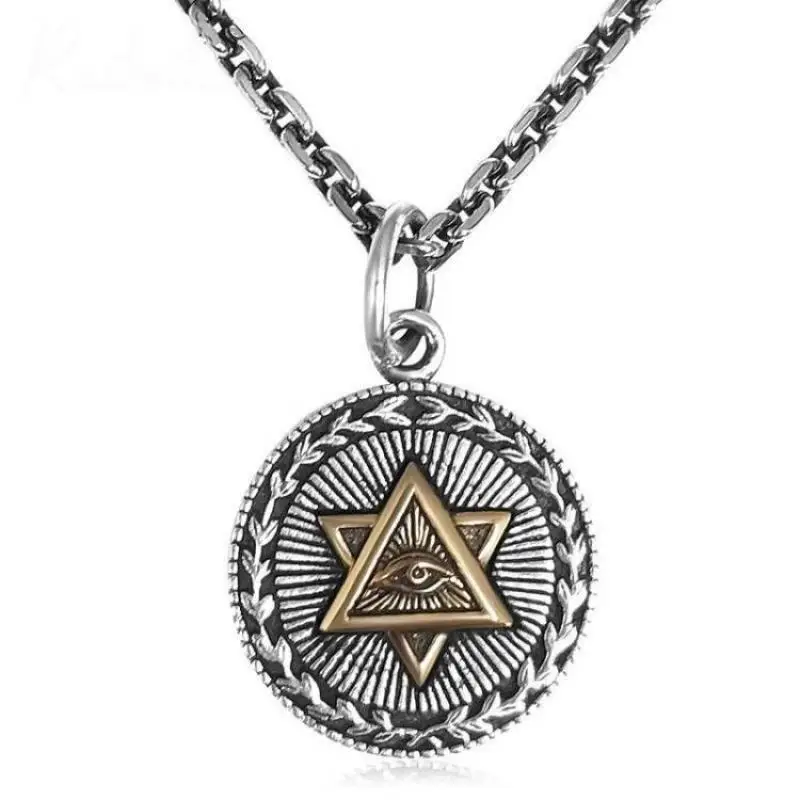 Classic Fashion Illuminati All Seeing Eye Pendant Necklace for Women Men Egyptian Medal Pendant Jewelry Accessories