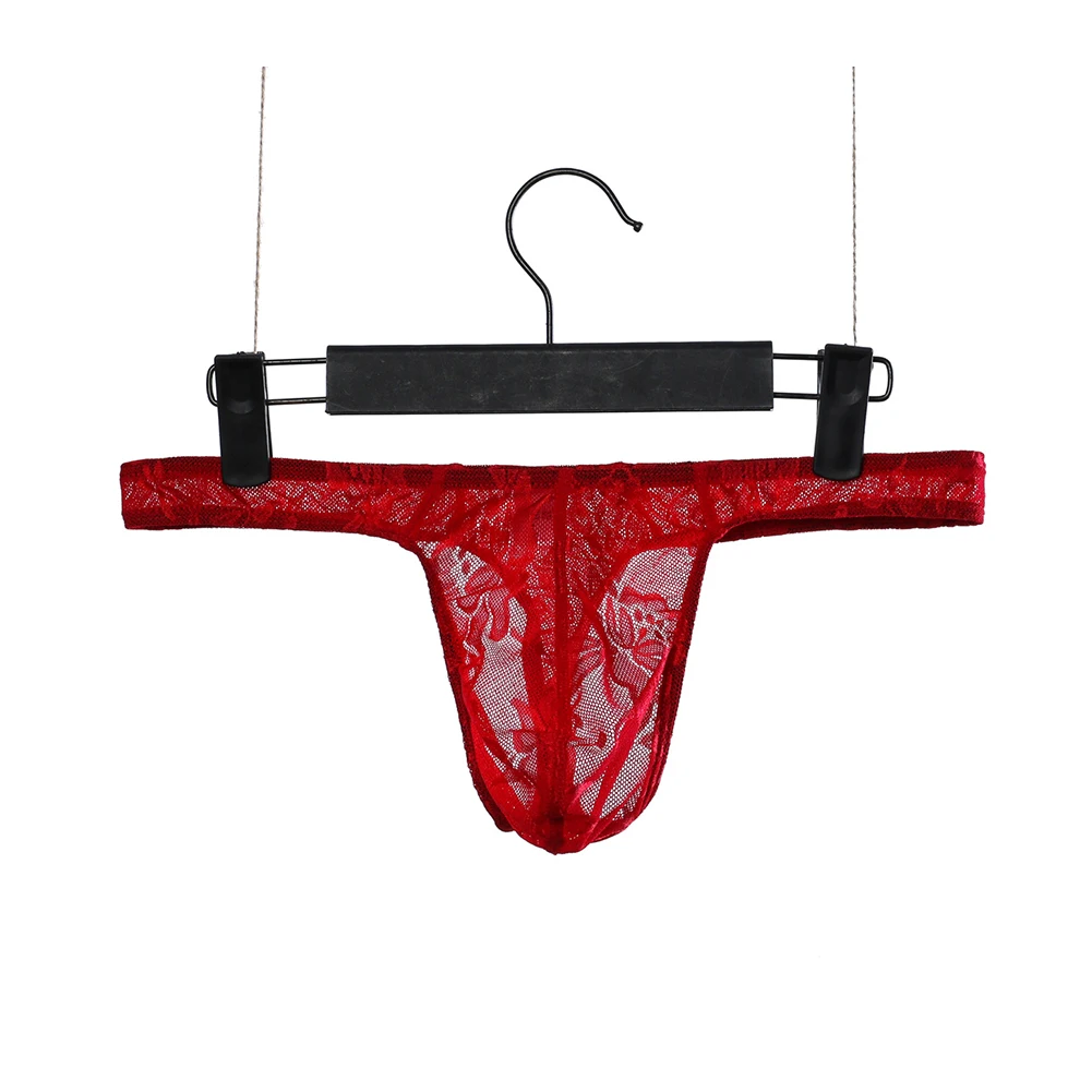 

Men See Through Lace Thongs Gay Transparent Underwear Soft Panties Low Rise G-String Breathable Underpants Sissy Sheer Lingerie