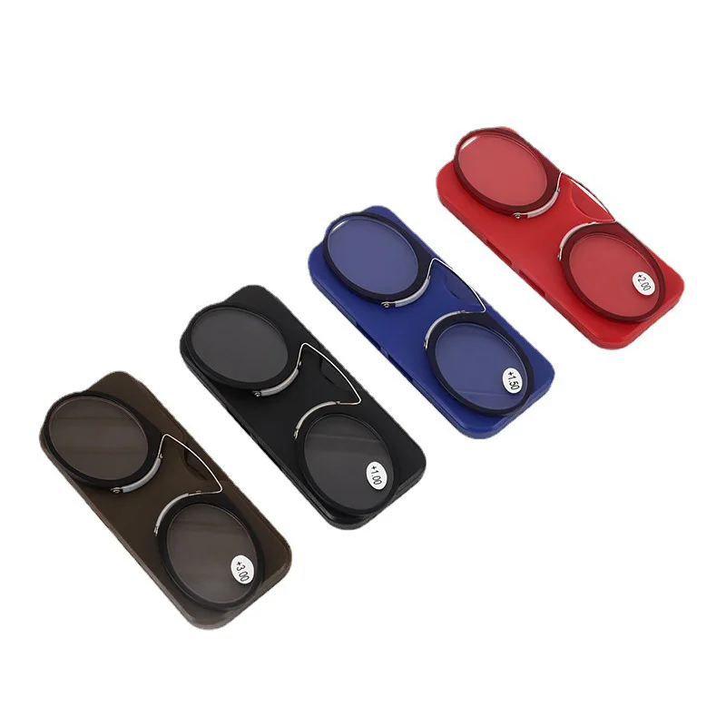 Presbyopic Glasses Stick On Phone MINI Clip Nose Bridge Reading Glasses +1.0 To + 3.0 Portable Presbyopic Glasses With Case Diopter Eyewear