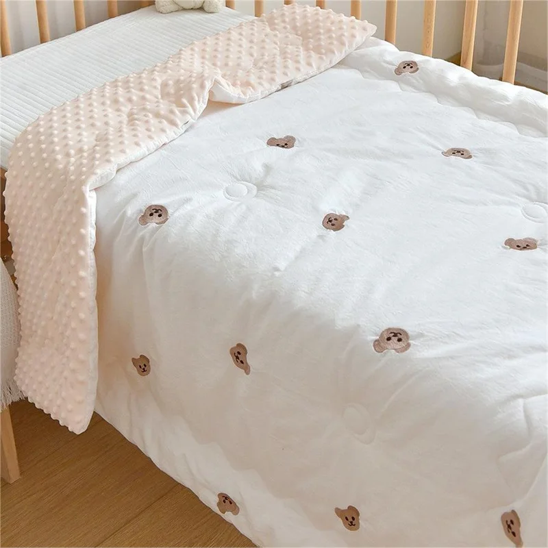 Dropshipping Baby Unisex Baby Plush Mink Blanket Winter Newborn Thermal Soft Fleece Swaddle Wrap Bedding Set Cotton Quilt