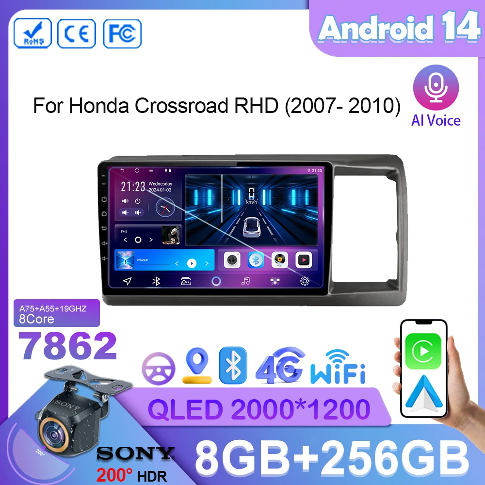 

Автомагнитола для Honda Crossroad RHD 2007- 2010 Android14, стерео мультимедийный плеер с GPS-навигацией, высокая производительность 7862 CPUHDR QLED