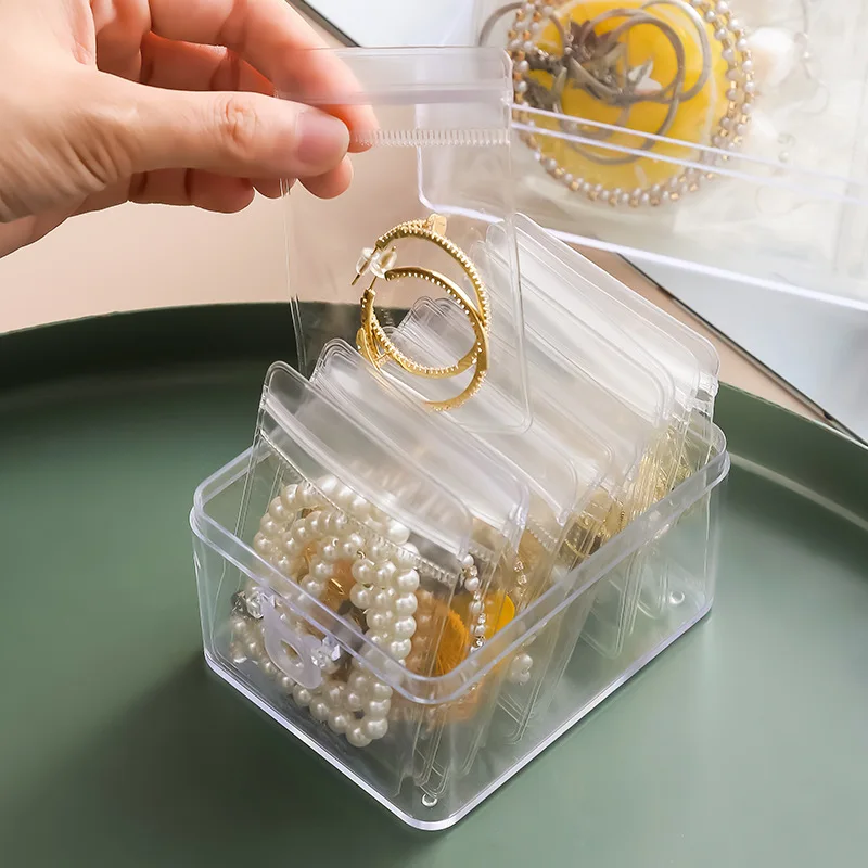 Transparent PVC Jewelry Pouches - Ziplock Travel & Display Bags (50-Pack)