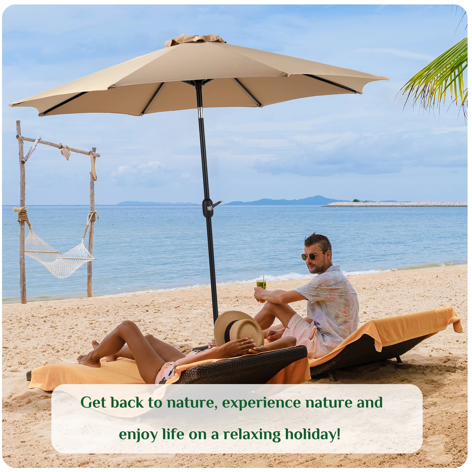Outdoor Patio Umbrella UV Protection Sturdy All-Weather Umbrella for Garden, Backyard, Pool, and Holidays Practical Beach Essentials Umbrellas & sun shelters
