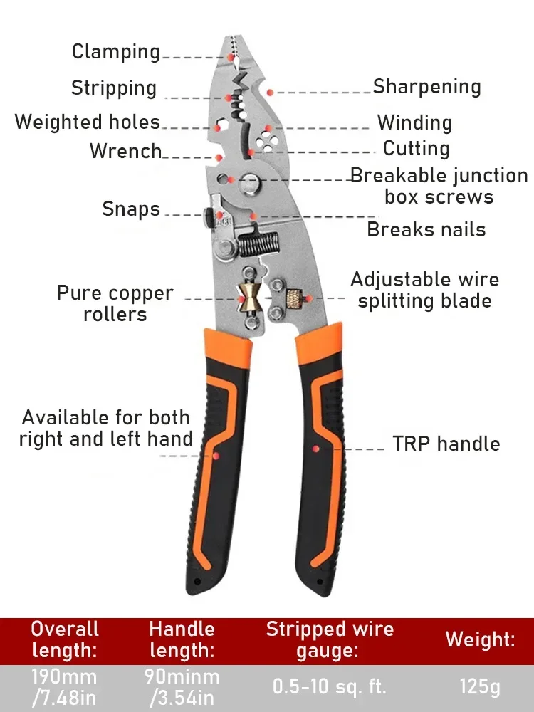 Multifunctional wire stripper Crimper Cable Cutter Adjustable Automatic Wire Stripper Multifunctional Stripping Crimping Pliers 6