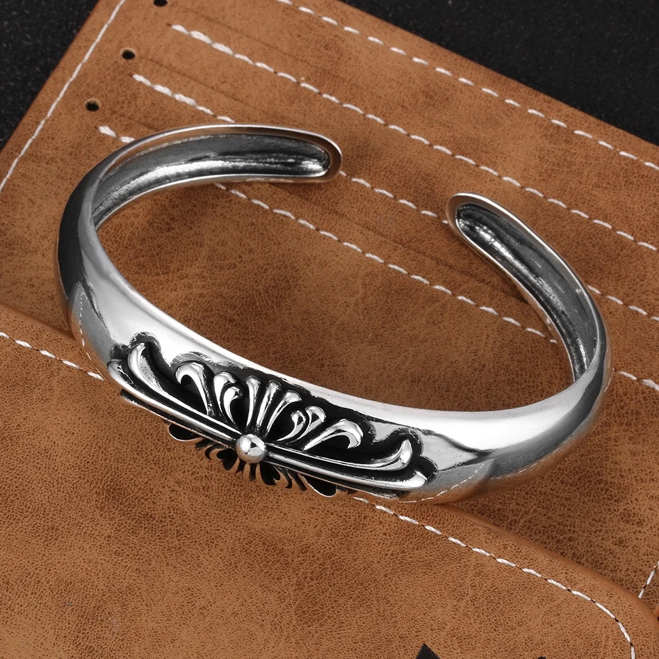 

Personalized and trendy cross flower vine couple opening bracelet