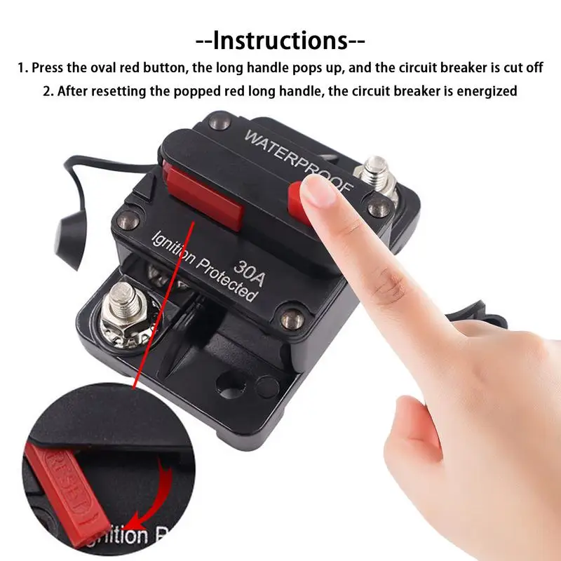 

Предохранитель с ручным сбросом, 30 А, 40 А, 50 А, 60 А, 70 А, 80 А, 12-48 В постоянного тока