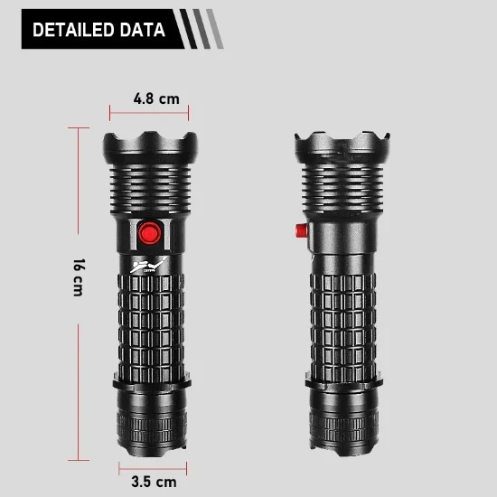 Description Picture 6 of itemProfessional Diving Torch XHP199 Flash Light 10000LM Scuba Flashlight 26650 Lamp Underwater Torch Light High Power Lantern
