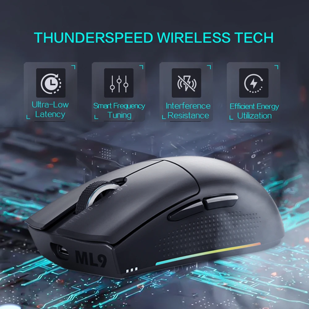 Thunderobot-mouse para Jogos sem Fio Ml901 Três Modos Bluetooth 2.4g com Fio Design Ultra Leve Paw3395 - Imagem 2