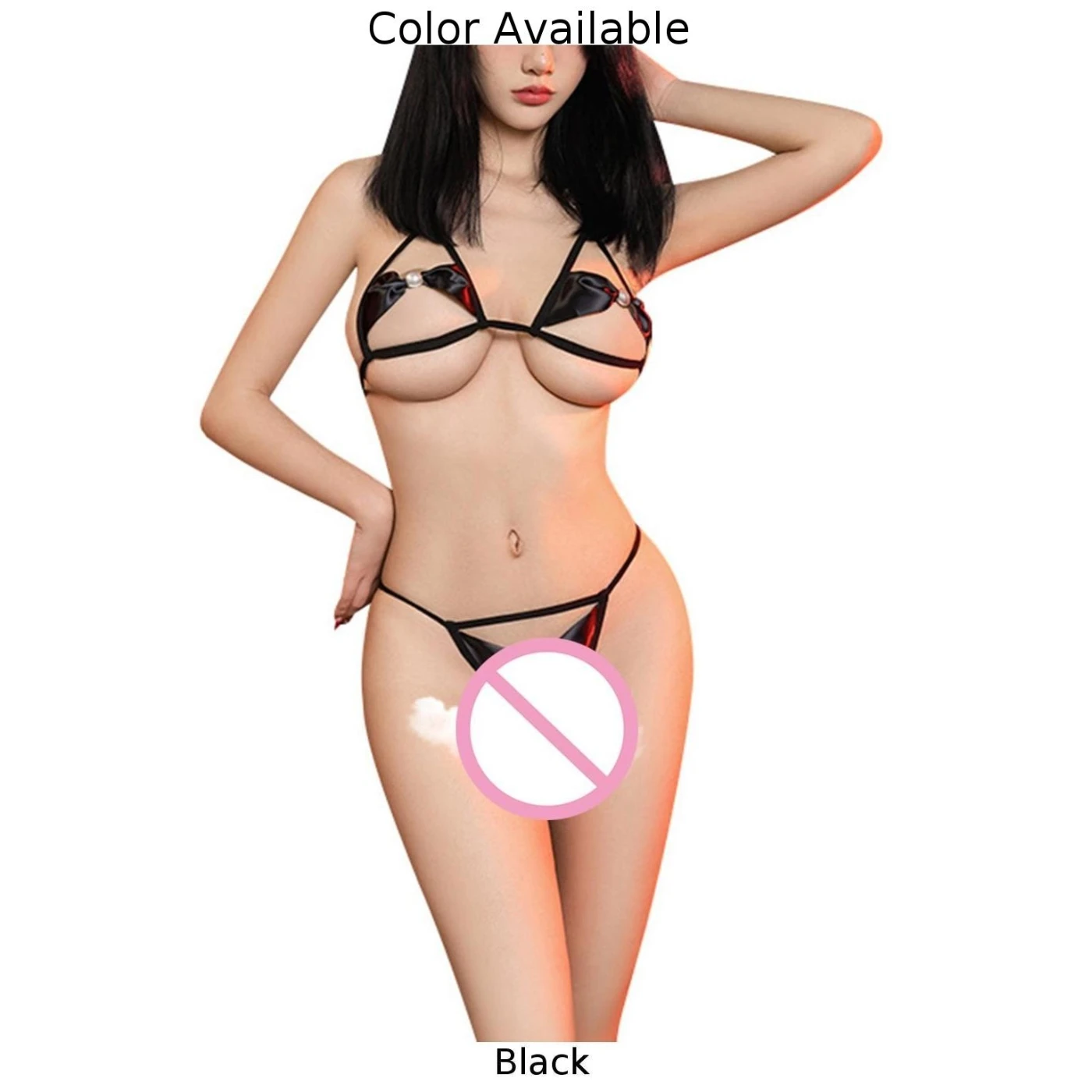 Women/Ladies Sexy Hollow Straps Three-point Bikini Bow Underwear Suit Underpant Solid Color Sleeveless