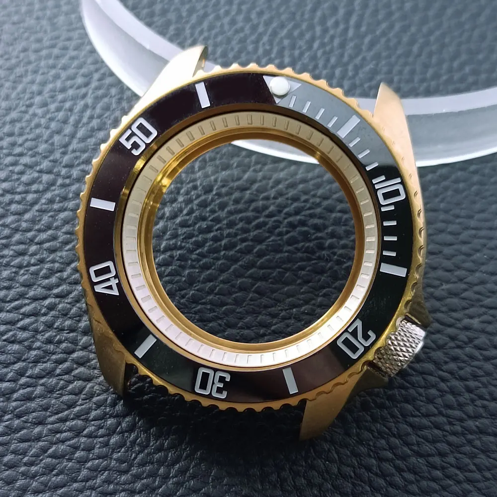 42mm Gold/Rose Gold Steel Watch Case with Sapphire Glass and 22mm Strap