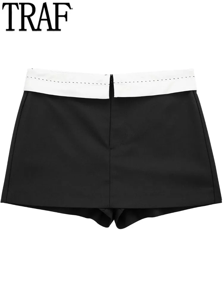 Traf Black Shorts Women High Waist Mini Skirt Shorts Woman Fashion 2023