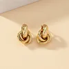 Boucles d'oreilles créoles épaisses en acier inoxydable pour femmes et filles, couleur or, Double anneau, goutte géométrique épaisse, bijoux de déclaration, cadeau