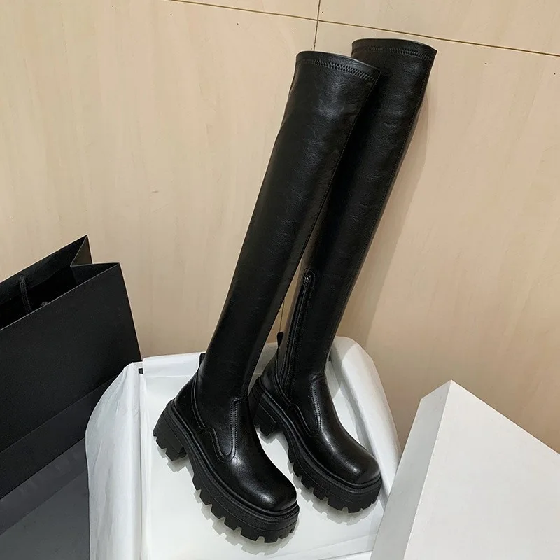 Sexy Over The Knee Boots for Women 2024 Autumn Winter Chunky Platform Long Boots Woman Stretch Thick Bottom Motorcycle Botas