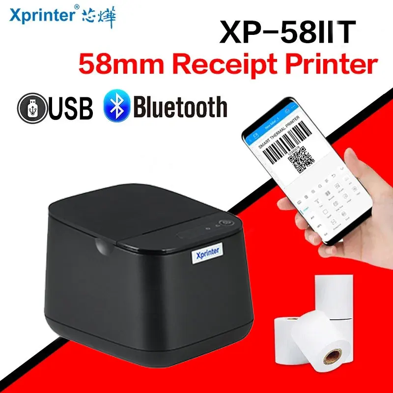 Портативный мини-принтер для чеков 58 мм, термопринтер для чеков, USB Bluetooth POS-принтер с поддержкой Loyverse Android Windows OS Xprinter