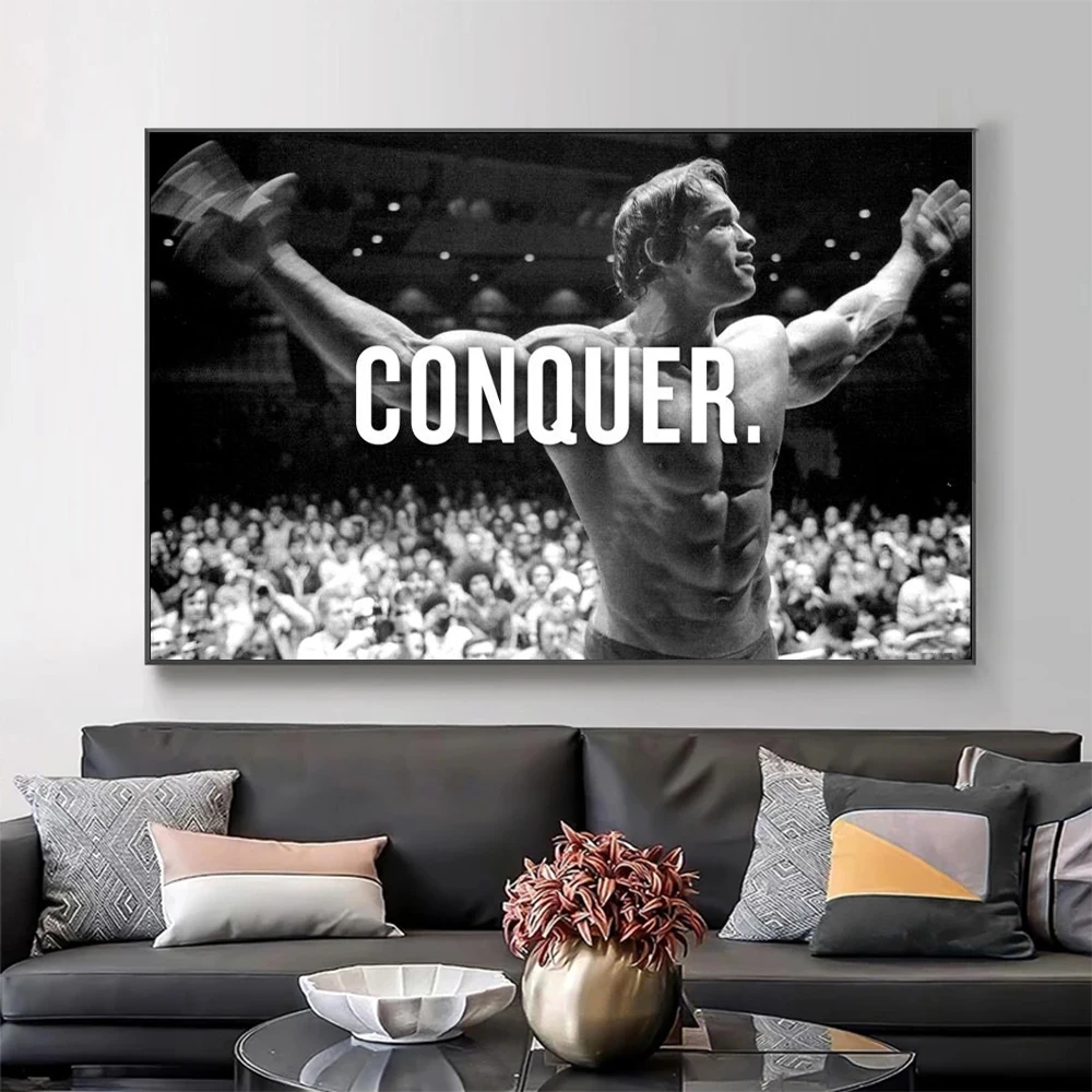 

Arnold Schwarzenegger Wall Art Poster Motivational Black And White Mural Modern Home Decor Canvas Prints Living Room Decorate