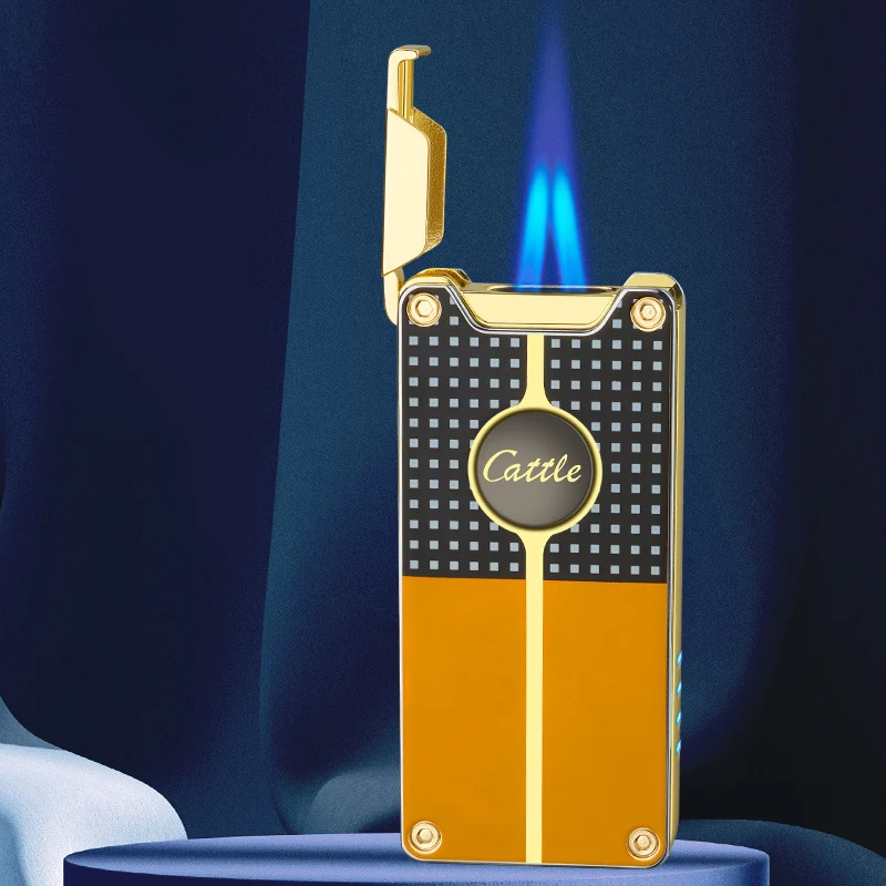 

Induction Ignition Windproof Cigar Lighter Electronic Ignition Mini Butane Gas Lighter Dual Fire Unusual Metal Cigarette Lighter