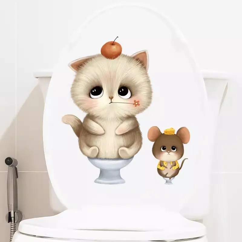 M428 Cartoon Nette Katze Wc Aufkleber Badezimmer Wc Abdeckung Aufkleber Wand Aufkleber Wc Für Home Dekoration – Detail 12