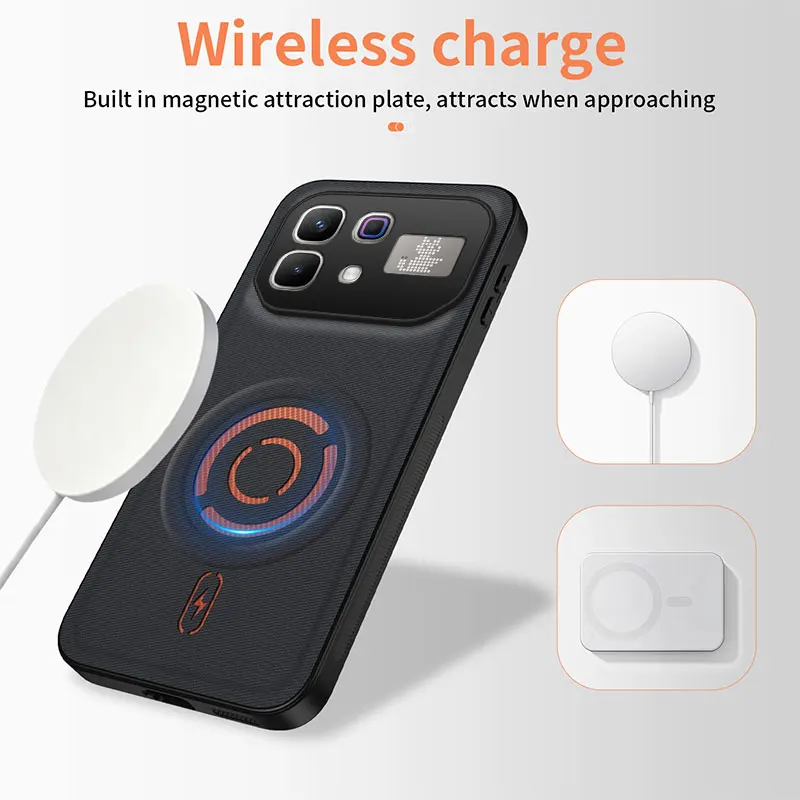Magnetic Textured Leather Drop-Protection Phone Case Cover