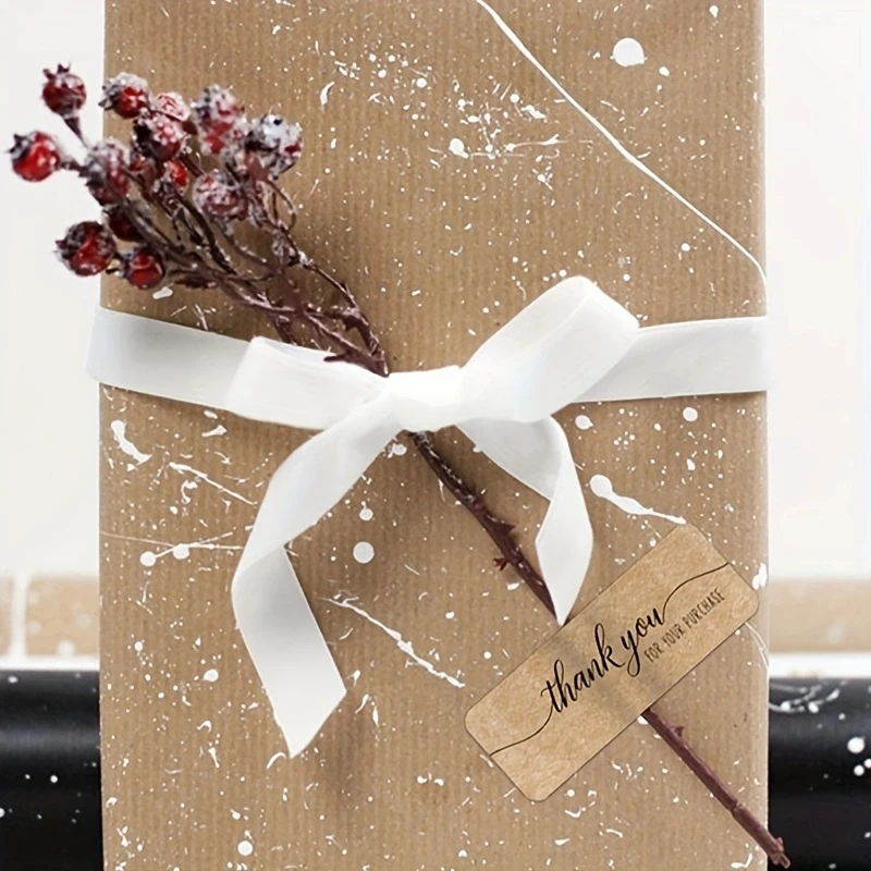 Kraft Paper Thank You Stickers for Gift Packaging and Business Labels - 120pcs Roll