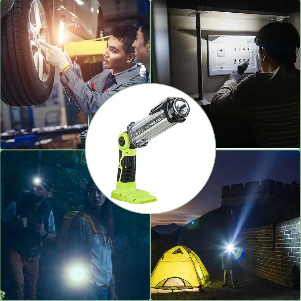 Flashlight Cordless Powered Spotlight 25W 2000LM LED Work Light for Ryobi 18V Li