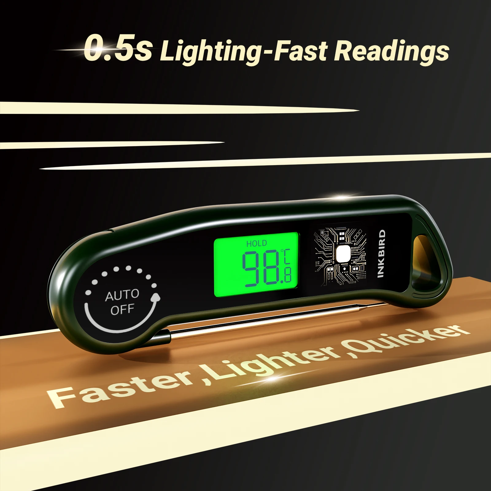 INKBIRD Handheld Meat Thermometer 0.5s Quick Read Digital LCD Screen Cooking Roasting Thermometer for Kitchen,BBQ,Baking,Grill