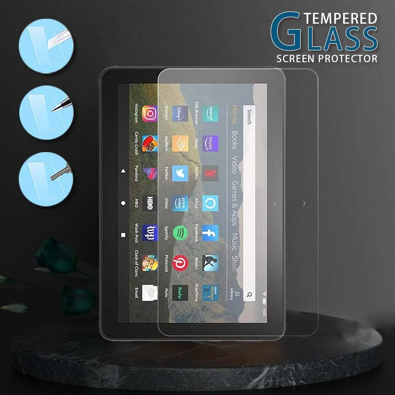 

Tempered Glass for Fire HD 8 10th Gen 2020 Clear Anti-fingerprint Tablet Screen Protector Explosion-Proof High Quality Film