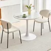 3 Pieces Tulip Dining Set, 35 Inch Sintered Stone Marble Round Dining Table and Chairs Set for 2, White Boucle Open Back 6