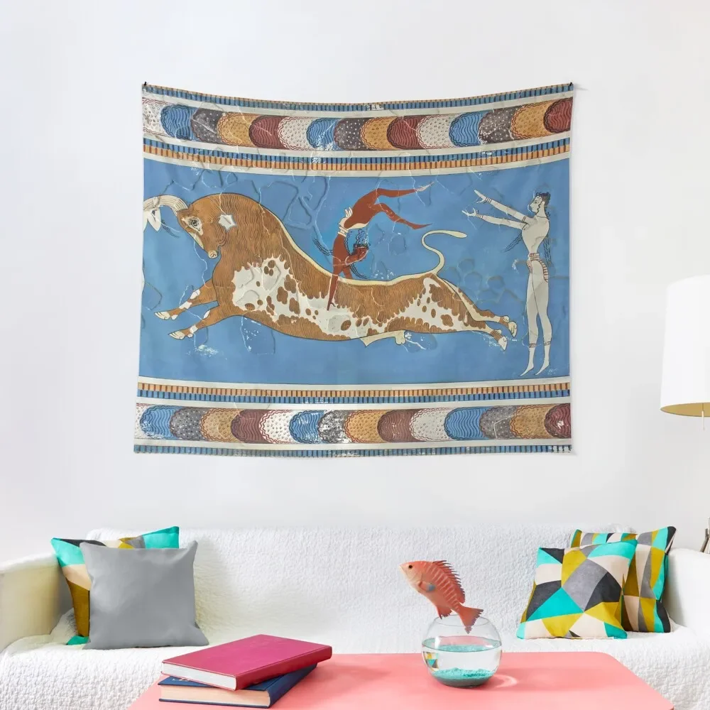 

Bull-Leaping Fresco Tapestry Tapete For The Wall Funny Wall Hanging Wall Bedroom Decor Tapestry