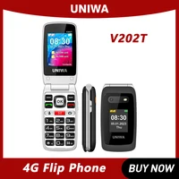 UNIWA V202T 4G ميزة الوجه الهاتف موضة شاشة مزدوجة كبيرة الضغط على زر الوجه الهاتف المحمول لكبار السن 1450mAh SOS وظيفة الهاتف 1