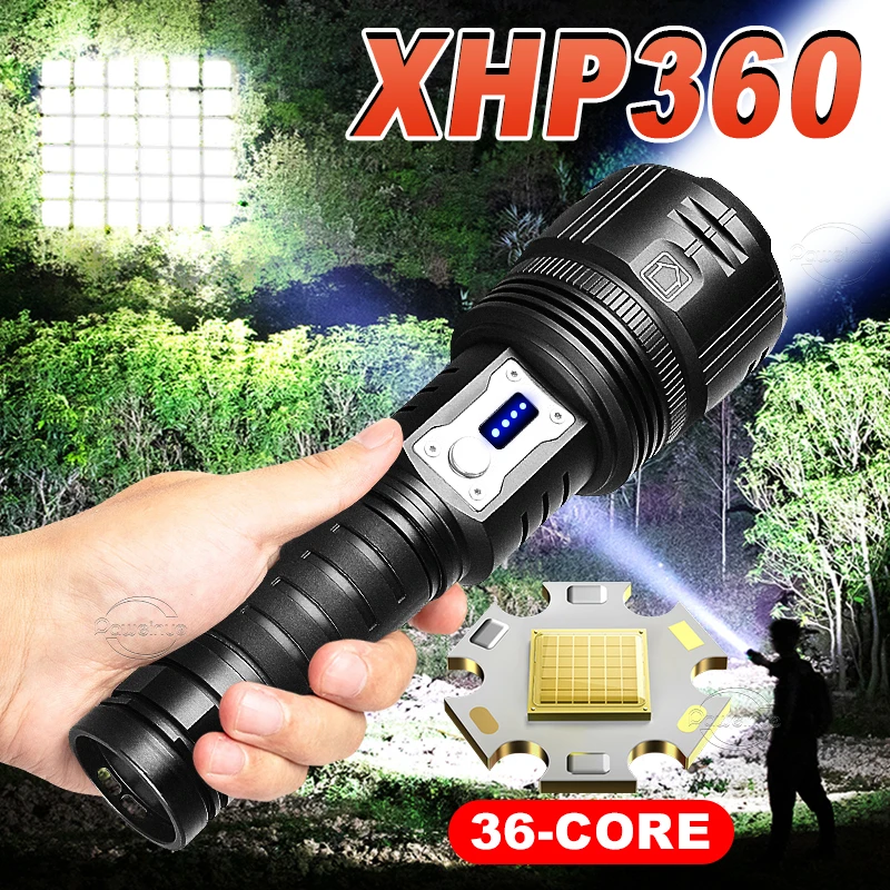 

36 Core Most Powerful LED Flashlight XHP360 Usb Rechargeable Torch 18650 XHP90 Tactical Flash Light Waterproof Hunting Lantern