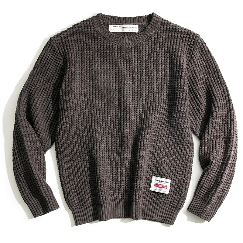 Maden Work Attire Retro Round Neck Thickened Autumn And Winter Sweater Amekaji Loose Knit Men's Clothing 5