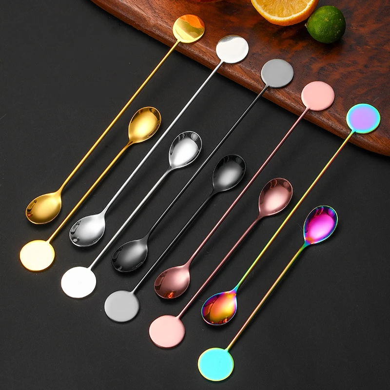16/21cm Long Handle Stir Bar Spoon Stainless Steel Mixing Ounces Cocktail Spoons Coffee Scoop for Dessert Bartender Accessories