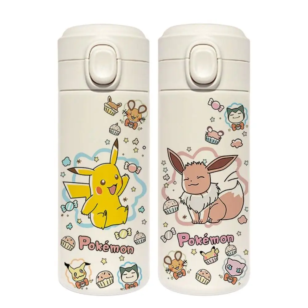 

Anime Pokemon Pikachu Eevee Squirtle Cute Cartoon Stainless Steel Bouncing Water Bottle Portable Large Capacity Insulation Cup