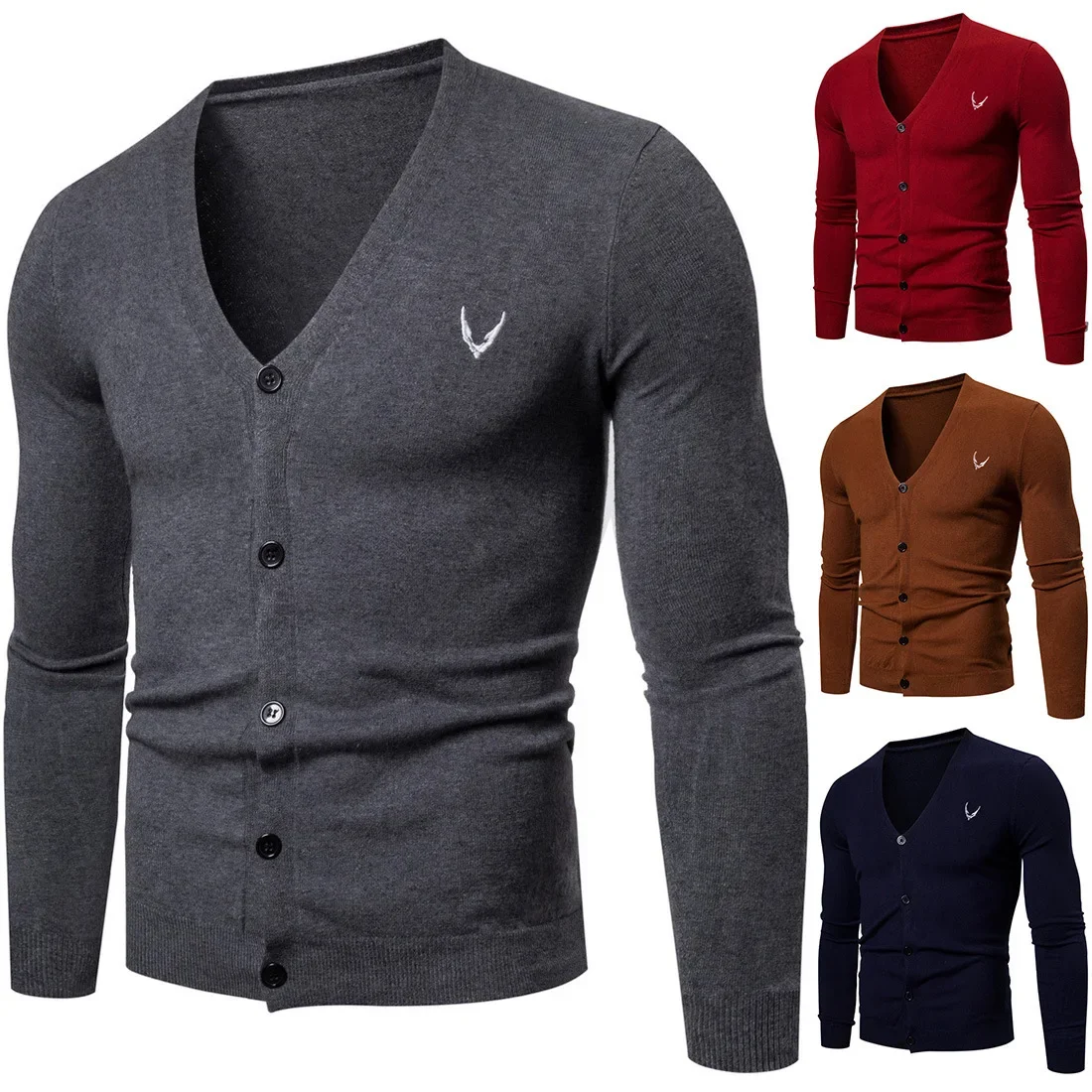 

Мужской трикотажный кардиган, трикотажная рубашка в английском стиле с V-образным вырезом, весна-осень 2023