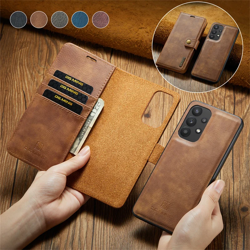 2 In 1 Detachable Magnetic Leather Case for Samsung Galaxy S9 Plus S8 A52 s A73 A53 A33 A13 A32 A51 S23 Ultra Flip Case