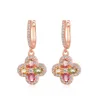 ALLNOEL Natural Tourmaline Dangle Earrings For Women Colorful Exquisite Four Leaf Clover Flower Rose Gold Jewelry Free Shipping 2