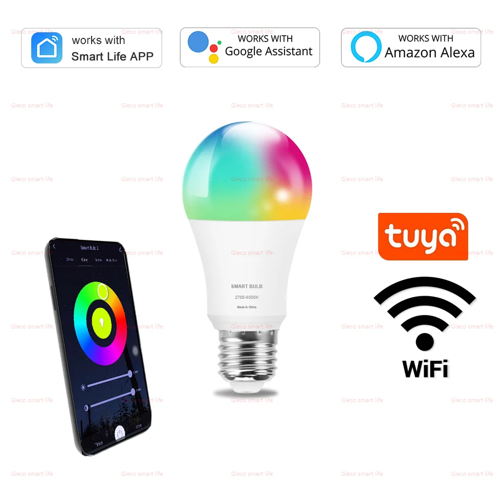 Tuya Smart WiFi LED Light Bulb E27 15W 20W 220V 110V Alexa Compatible RGBCW For Smart Life Google Assistant Home Decor