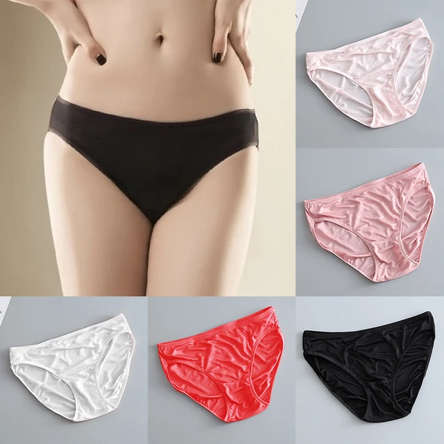 Women's Sexy Briefs Mulberry Silk Panties Breathable Soft Thin