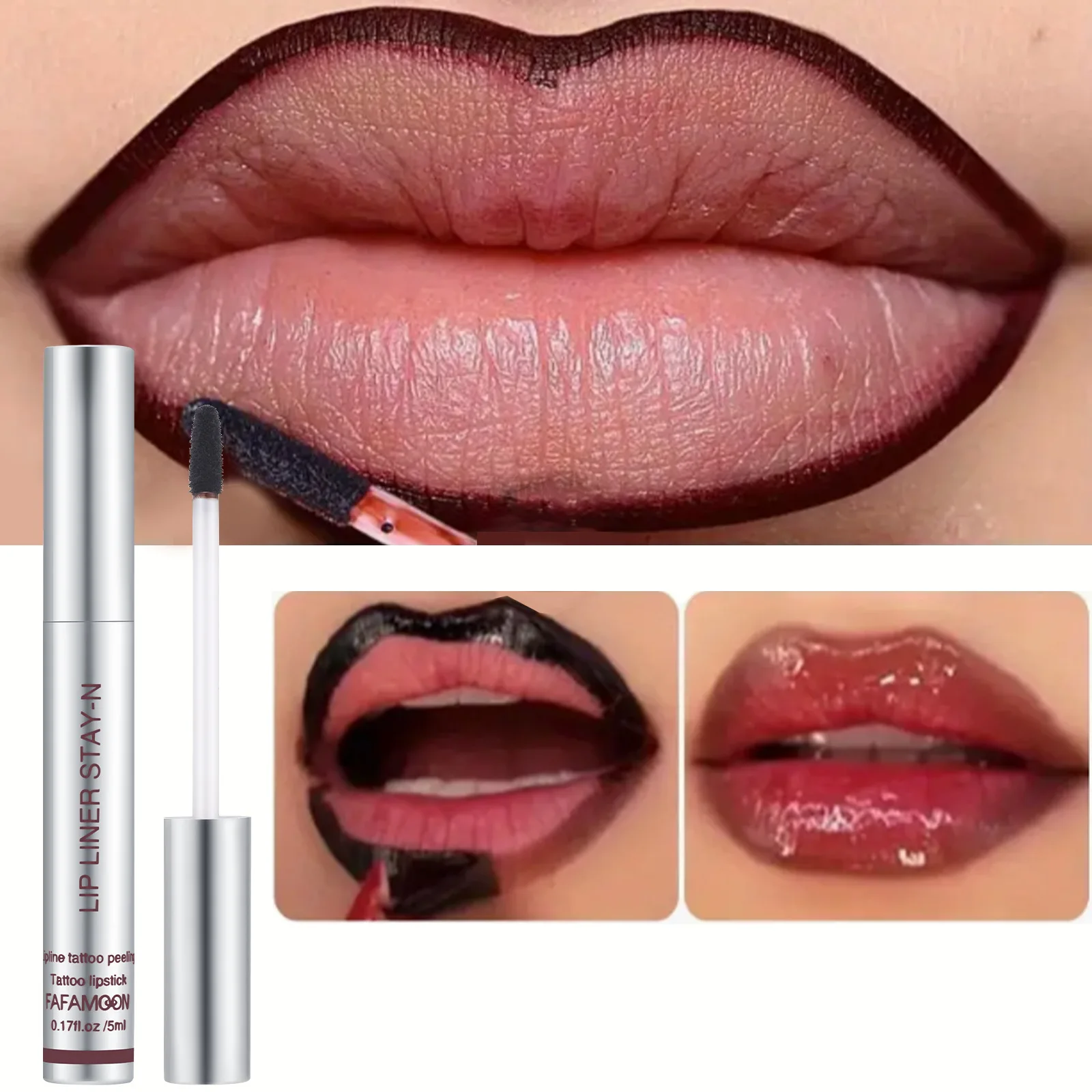 FAFAMOON 3 colors/set  outline the lip shape to show lip color waterproof and sweatproof non-smudging peel-off lip liner set 3