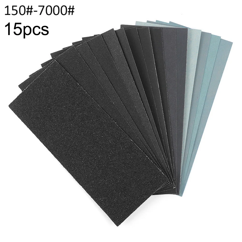 15pcs228x555InchSandpaperPapersSet1507000MixedWetAndDry