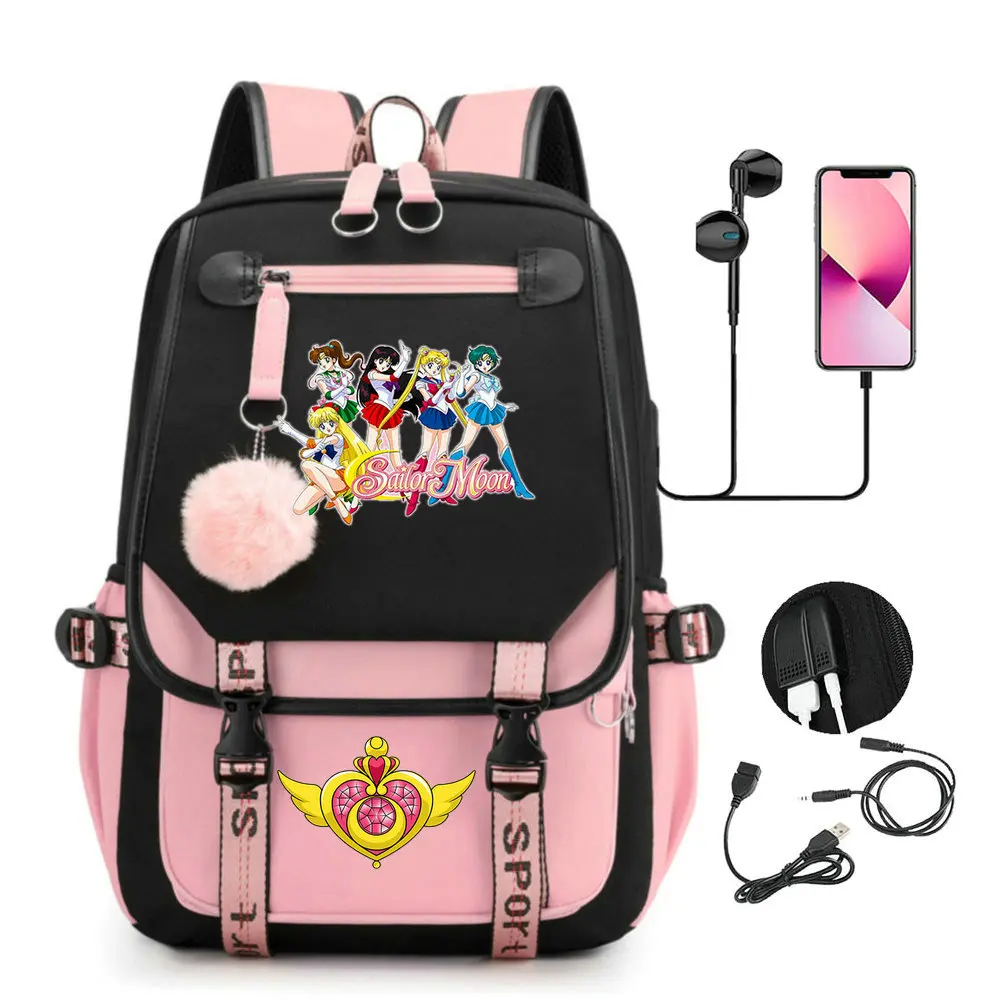 Sailor Moon Anime School Bag Fashion Book Backpack Trendy College Cool Female Plaid Backpack Women Laptop Bag Best Gift 6