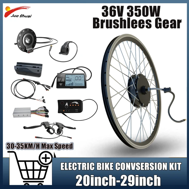  Kit de motor de bicicleta eléctrica, cubo de rueda delantera de  20 pulgadas, kit de conversión de bicicleta eléctrica de 36 V 250 W, kit de  motor sin escobillas y sin